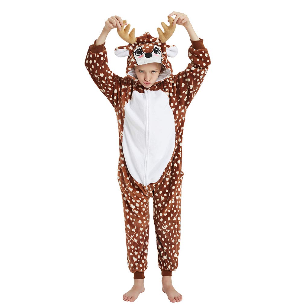 Anbota Funny Kids Deer Onesie Pajamas Reindeer Costume Girls Boys Halloween Christmas Party Cosplay, Deer, 140