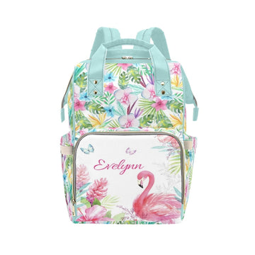 Noverbibi Custom Diaper Bag Personalized Flamingo Casual Nursing Mommy Daypack with Insulated Pocket Customized Cute Diaper Bag 