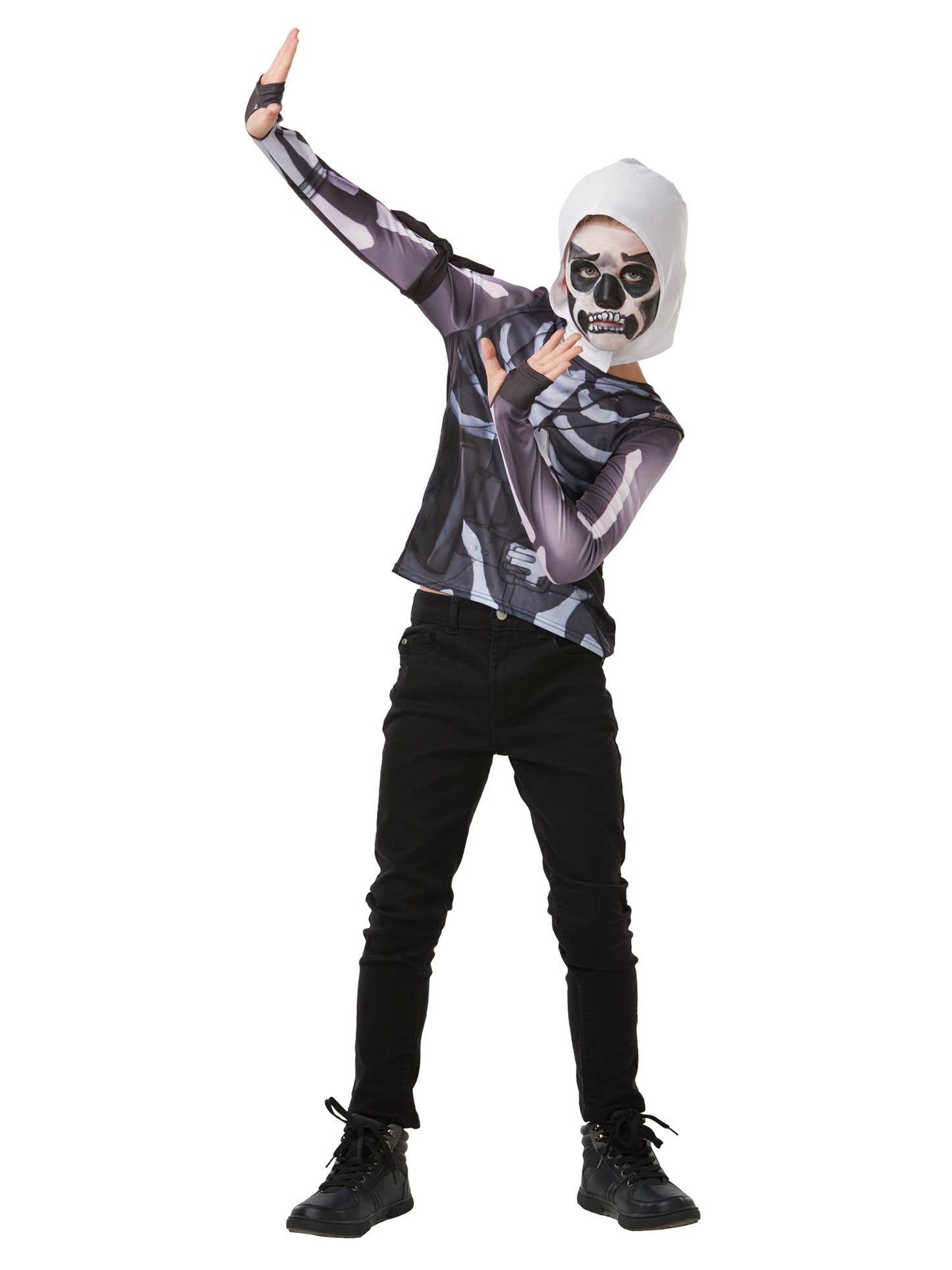Rubies Fortnite Skull Trooper Teen Costume Top & Hood - 13-14 yrs Black