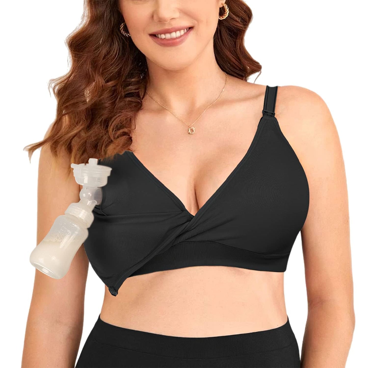 4How Pumping Bra, Hands-Free Nursing Bra, Xl, Black