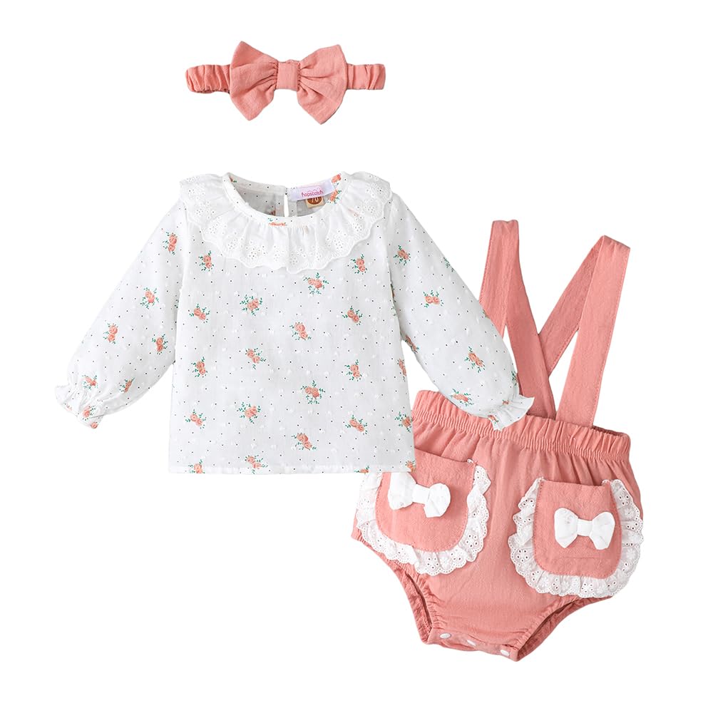 Hopscotch Girls Full Sleeves White 2Pc Floral Bow Applique Bodysuits Set For Ages (1824 Months)