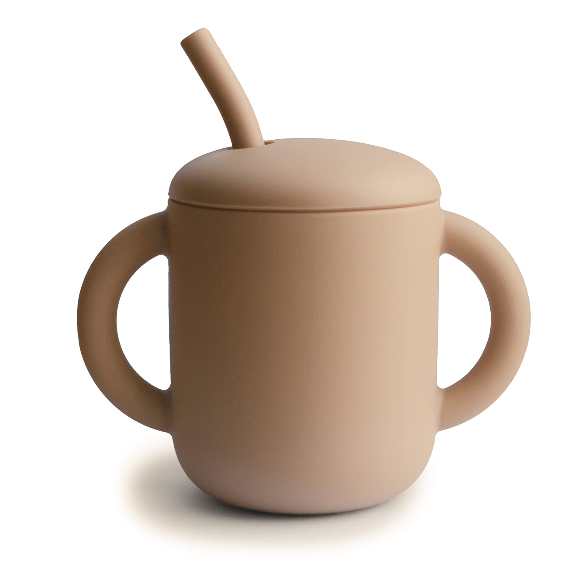 Mushie 100% Silicone Training Cup & Straw For Toddlers | 6 Months+ (Natural)