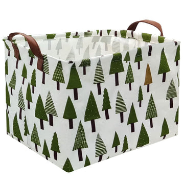 Fxocshe Laundry Basket Green Hamper Fabric Laundry Hamper,For Baby Hamper Nursery Toy Organizer Tree Room Decor,Gift Basket (Tre