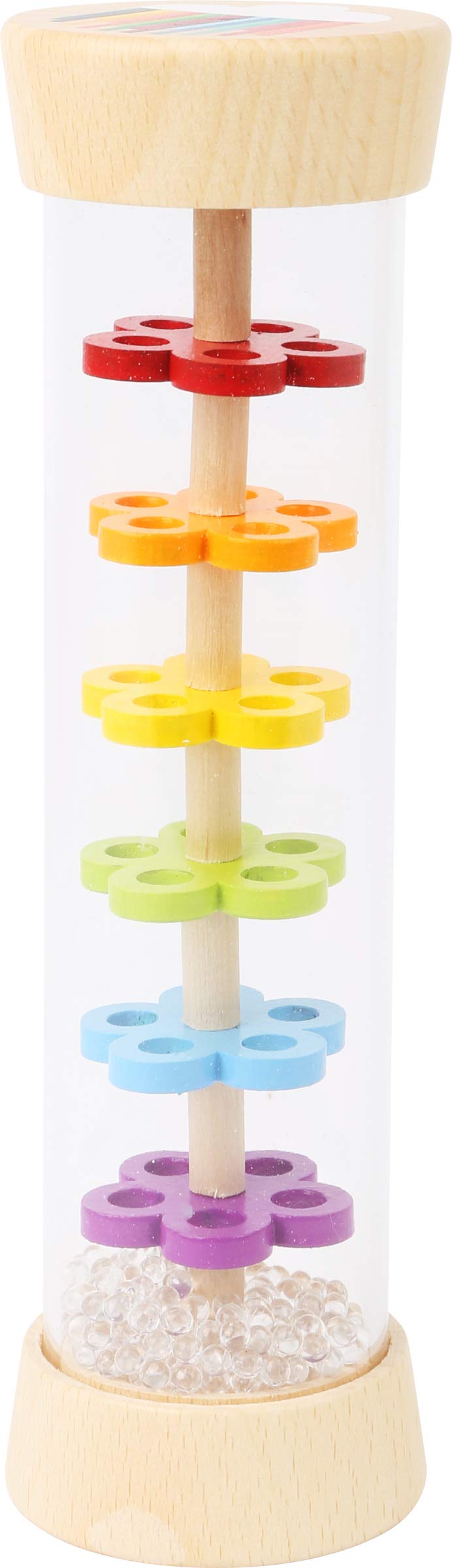 Wooden Rainbow Rainmaker Toy by Small Foot - Rhythm Instrument and Rattle for Babies Helps Hand-Eye Coordination and Developing 