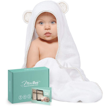 Miniboo Baby Hooded Towel - Ultra-Soft And Absorbent Rayon From Bamboo Baby Towels For Newborn To Toddlers - Hypoallergenic Baby