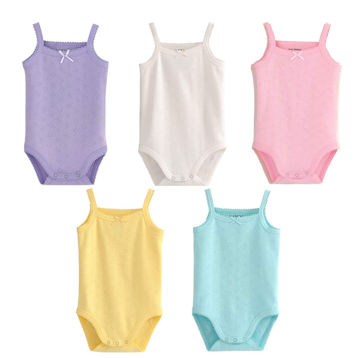 Blueleyu Baby Girls Spaghetti Strap Bodysuit Sleevelesstank Top Cotton Baby One-Pieces Pack Of Baby Summer Clothes (18-24 Months