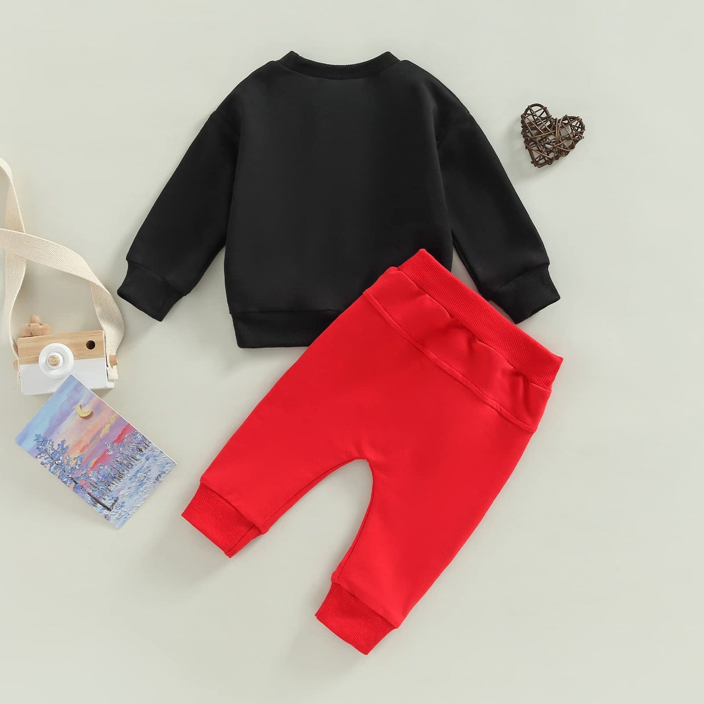 Lesimsam Toddler Baby Boy Valentines Day Outfit Letter Print Crewneck Long Sleeve Sweatshirt And Jogger Pants Set (Mama Is My Va