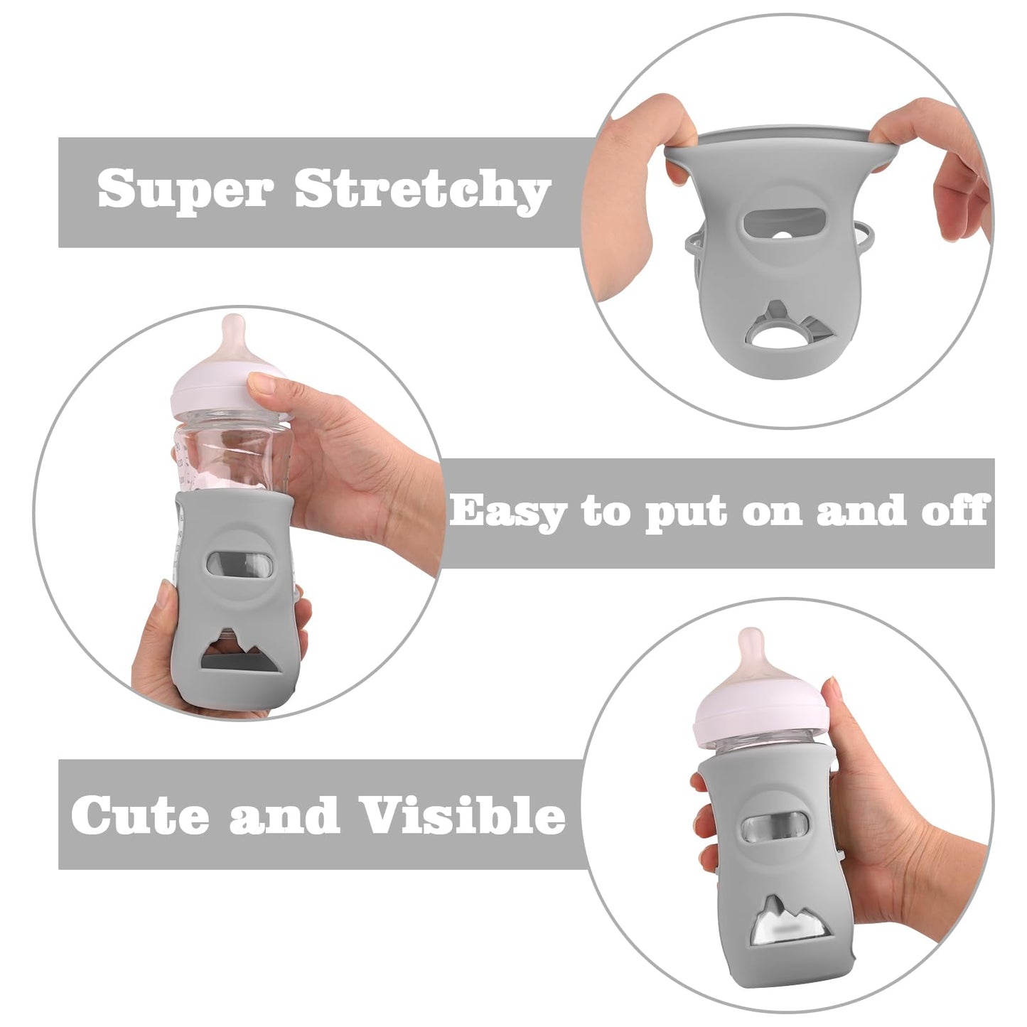 3 Pack Silicone Sleeves For Avent Natural Glass Baby Bottles, Anti Breakage Baby Bottle Holder, Compatible Philips Avent Glass N