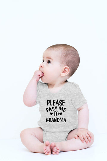 Cbtwear Please Pass Me To Grandma Baby Bodysuit Funny Infant Outfit Cute Newborn Clothes Unisex Romper (12 Months, Heather Grey)