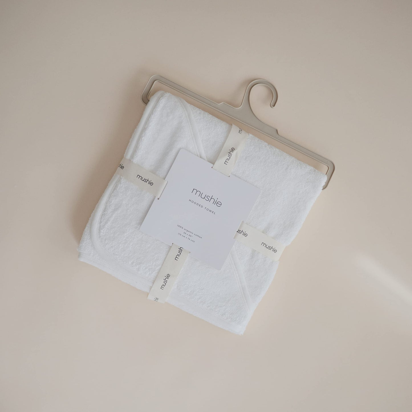 mushie Baby Hooded Towel | Organic Cotton (Pearl)