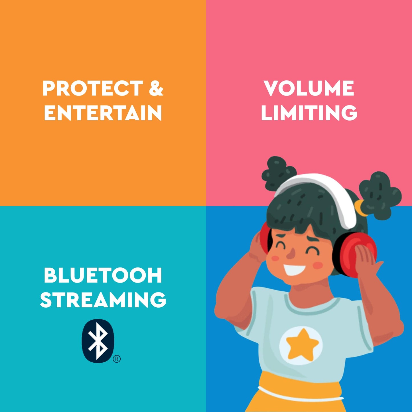 Lucid Audio HearMuffs Kids Hearing Protection Red/White (Over-the-ear Sound Protection Ear Muffs Ages 5+)