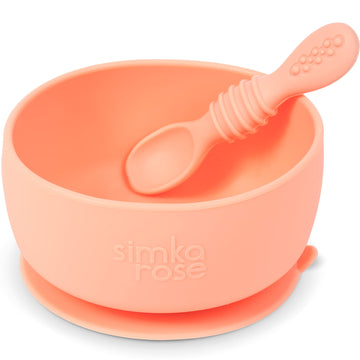 Simka Rose Baby Bowl And Spoon Set, Baby Bowls Suction For Toddler, Bpa-Free Silicone Bowls Baby, Baby Bowl And Spoon Dishwasher