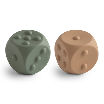 mushie Silicone Dice Press Toy | Baby Sensory Play for 10+ Months (Dried Thyme/Natural)