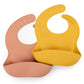 Silicone Bib 2 Pack: Non-Toxic,Food-Grade, Waterproof, Adjustable Neck Band & Pouch Catcher, Easy-Clean for Toddlers & Babies (M
