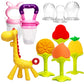 HONGTEYA Teething Toys for Babies 0-6 Months 6-12 Months 6 Pack- 4 Teethers, 2 Fruit Feeders for Newborn Infants BPA Free Natura