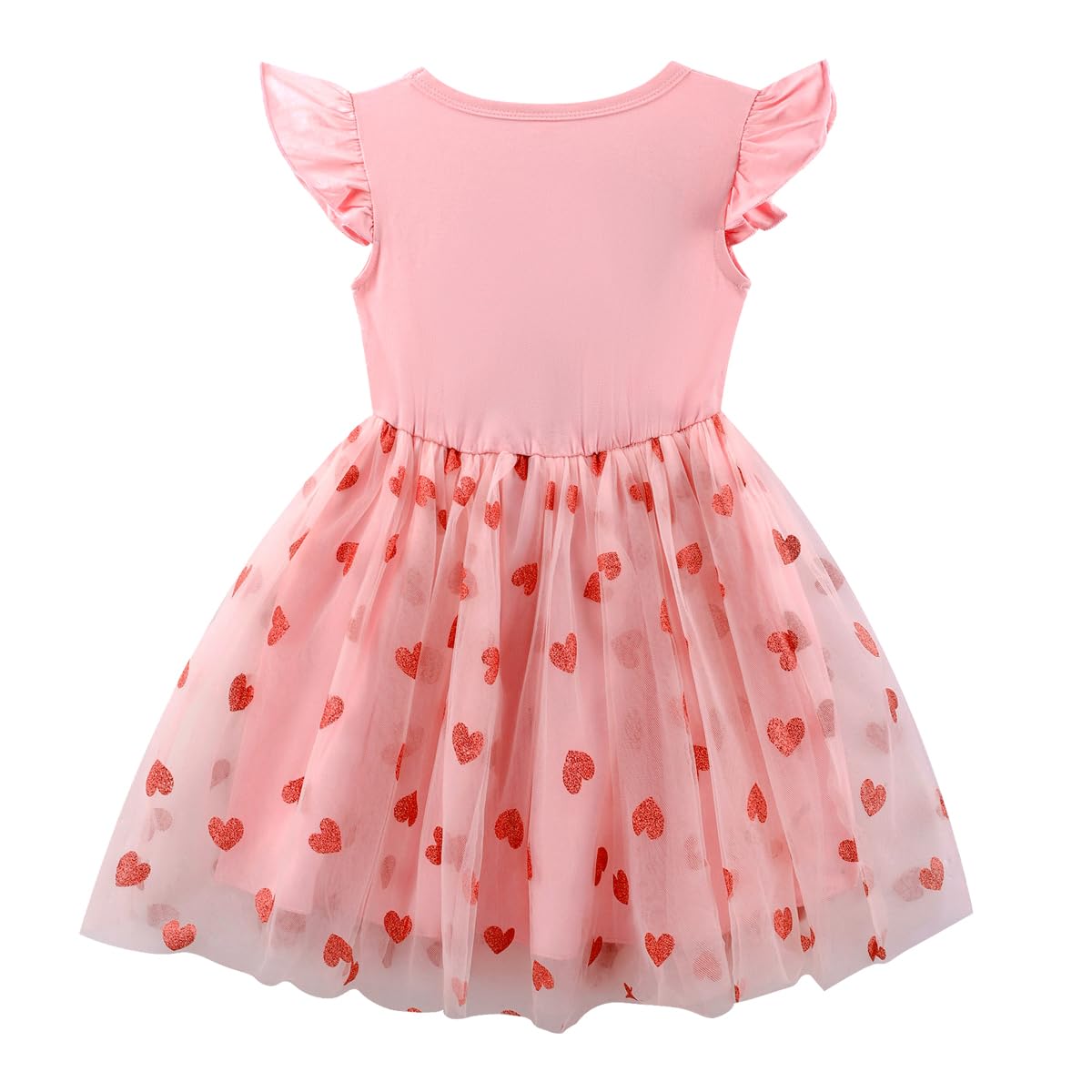 Girls Valentines Dress Glittering Heart Print Tutu Valentines Day Birthday Princess Dress Mesh Tulle Valentines Outfit 2T/1837