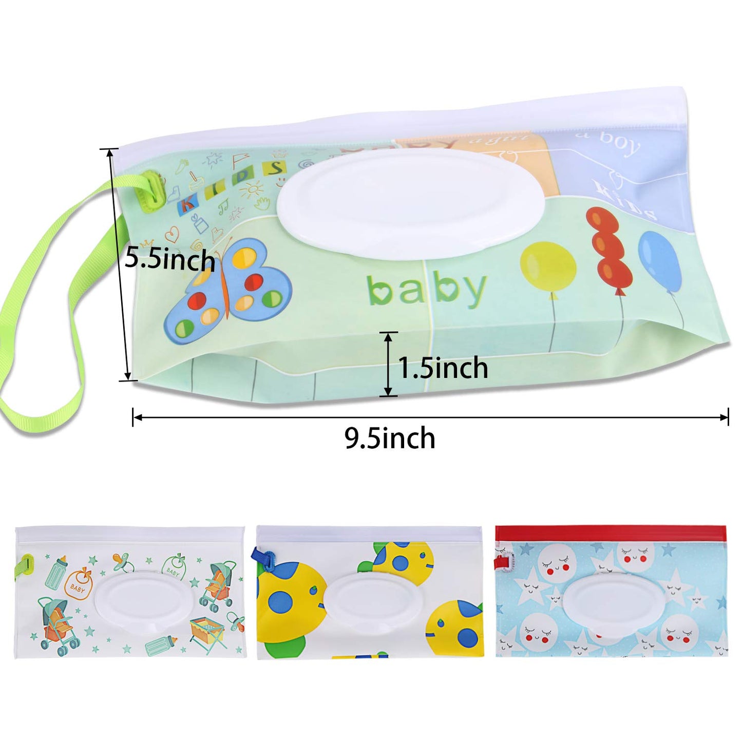 Febsnow 4 Pack Baby Wipes Container, Reusable Portable Wet Wipe Pouch,Wipe Dispenser Container,Baby Travel Wet Wipe Holder