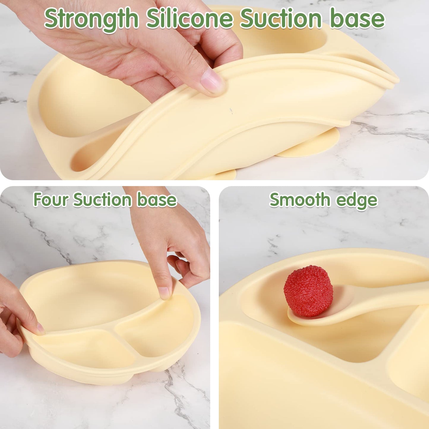 Chengu 9 Pcs Silicone Baby Toddler Suction Plates And Suction Bowls With Spoon Fork Baby Boy Girl Divided Plate Feeding Set Kids