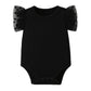 Romperinbox Baby Girl Onsies Polka Dot Mesh Puff Sleeve RibKnit Short Sleeve Round Neck Bodysuit For 024 Months, Black, 03 Mo