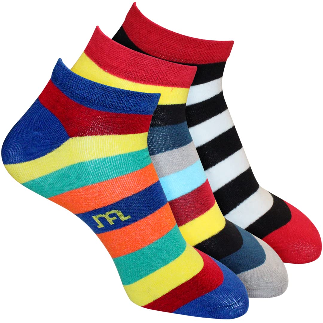 Man Arden The Flee Beam Designer Edition Ankle Length Socks, WorldS Finest Cotton (Combo Of 3 | Size: Free Size | Color: Multic