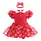 NEWEPIE Minnie Princess Costume for Baby Girls Halloween Outifts Christmas Birthday Romper Tutu Dress w/Headband Red