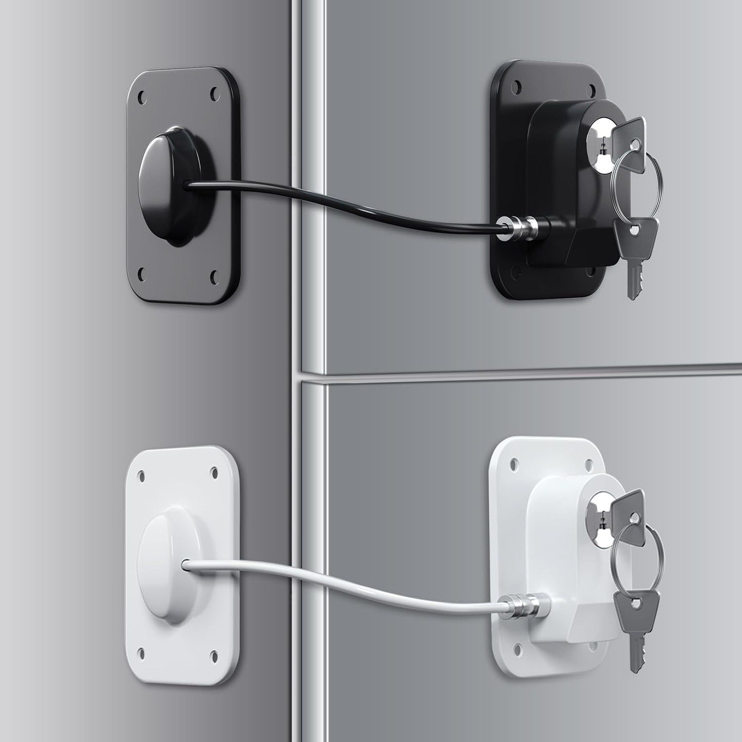 Rormgo Refrigerator Lock 2 Packs, Fridge Lock With Silicone Wire Protection Fridge Locks For Kids Easy To Use And Install Fridge