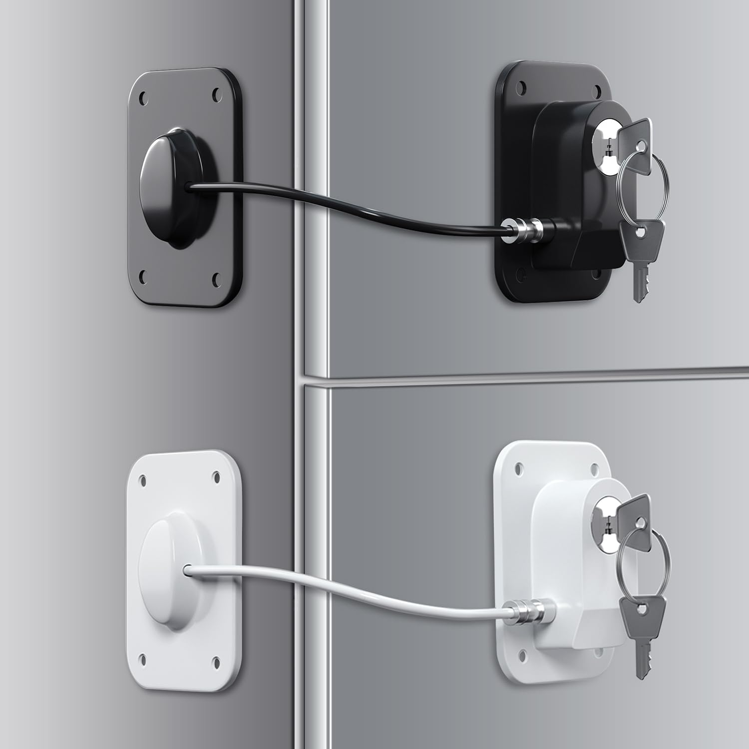 Rormgo Refrigerator Lock 2 Packs, Fridge Lock With Silicone Wire Protection Fridge Locks For Kids Easy To Use And Install Fridge