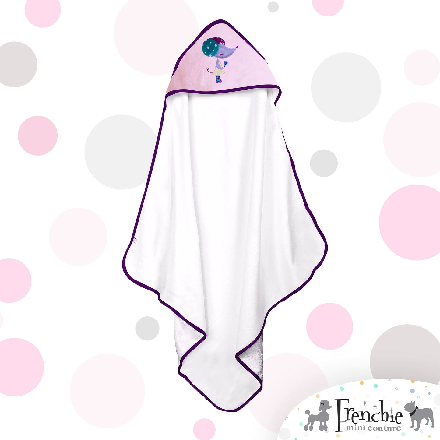 Frenchie Mini Couture, Hooded Bath Towels For Babies, 80% Cotton/20% Polyester, Kitty/Hippo/Mouse Baby Bath Towel Set, Pack Of 3