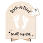Whaline Babys First Halloween DIY Footprint Sign Baby Ghost Trick or Treat Smell My Feet Wooden Crafts Sign Halloween Keepsake 