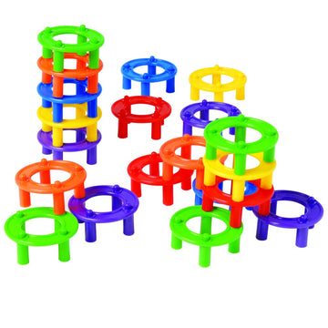 Constructive Playthings Ring Builders Stacking Toys for Kids, Classroom Must Haves for Teaching Color Recognition, Matching, Alt