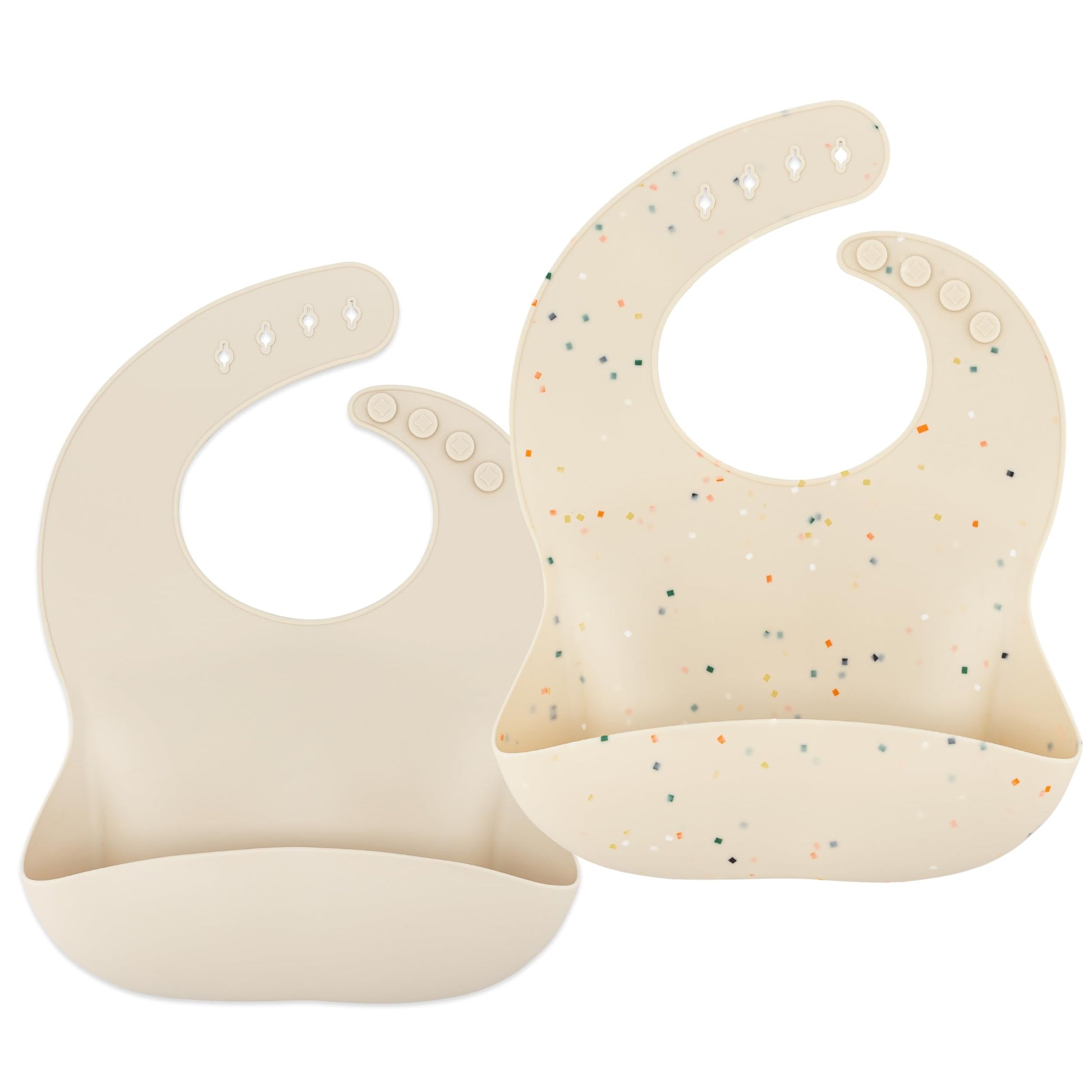 Ava + Oliver Waterproof Silicone Bib Set With Adjustable Neck Closure - Durable Silicone Bibs For Babies - Set Of 2 (Coconut Con