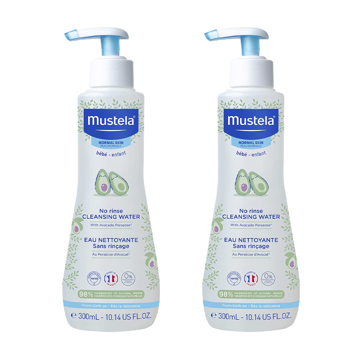 Mustela Baby Cleansing Water - No-Rinse Micellar Water - With Natural Avocado & Aloe Vera - For Baby'S Face, Body & Diaper  10.1