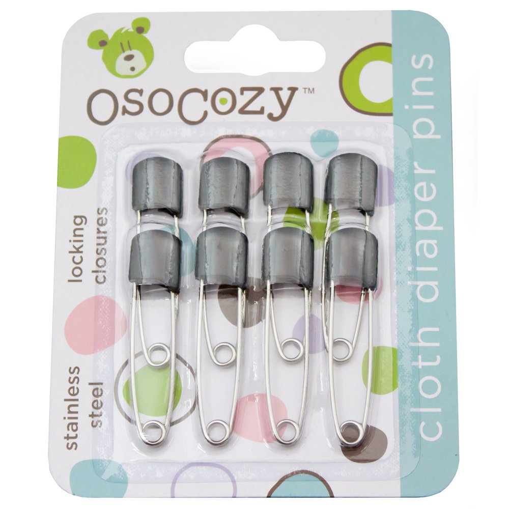 OsoCozy Diaper Pins - (Black) - Sturdy, Stainless Steel Diaper Pins with Safe Locking Closures - Use for Special Events, Crafts 