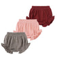 Zfttzymx 3-Pack Baby Girls Ruffle Bloomer Shorts Toddler Cute Cotton Linen Panty Diaper Covers 6-9 Months