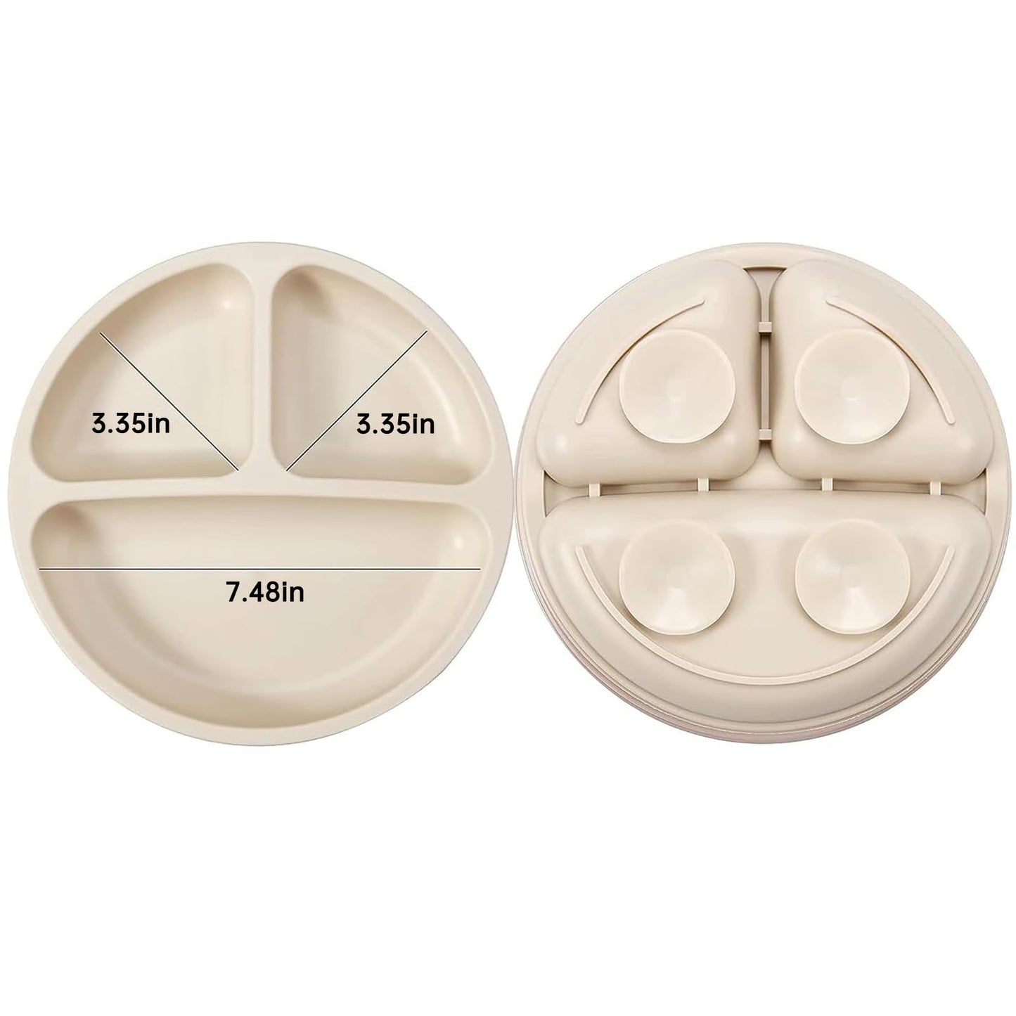 Pandaear Silicone Baby Feeding Set| 2 Divided Suction Plate + 2 Suction Bowl + 2 Tiny Cup With 2 Spoons| Baby Led Weaning Suppli