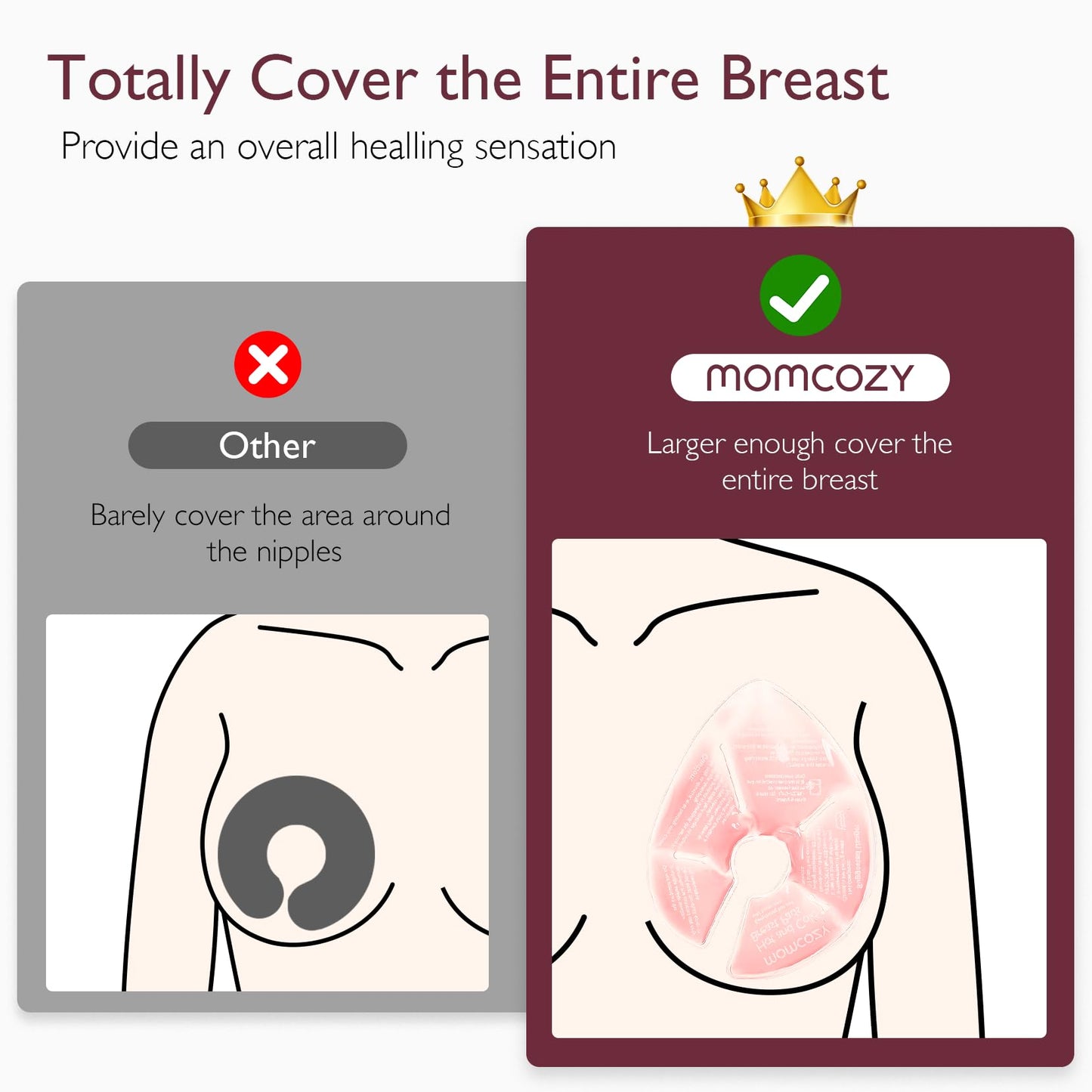Momcozy Larger Breast Therapy Packs, Hot And Cold Breast Pads With 2 Soft Covers, Breastfeeding Essentials For Relieve Clogged D
