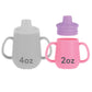 Nuby First Training Cup - Silicone Cup with Free-Flow Spout and Easy-Grip Design - 2 oz - 6+ Months - Purple and Pink