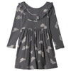 Gap Girls Printed Fit & Flare Dress With Ruffles Overlay, Dark Grey, 1218M