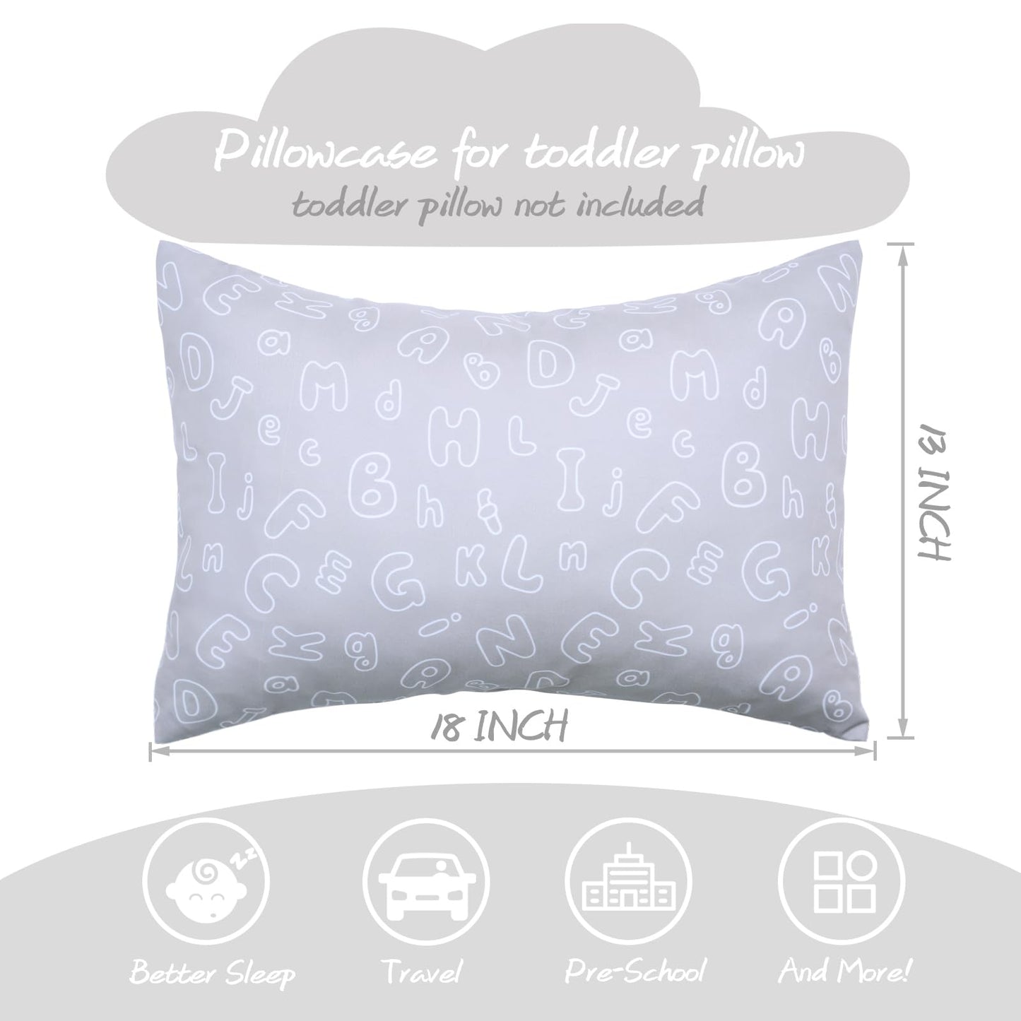 Uomny Toddler Pillowcase 13 X 18 Neutral Toddler Pillow Cases For 14 X 19 12X18 Crib Pillows Soft Travel Pillow Cover Envelope C