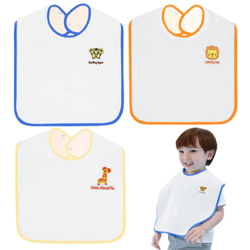 Hwieccogts Baby Bibs 3 Pack,Toddler Bib For Eating Feeding Drooling,The Size 13 'X19    Kids Towel Bibs (Blue Yellow Brown)