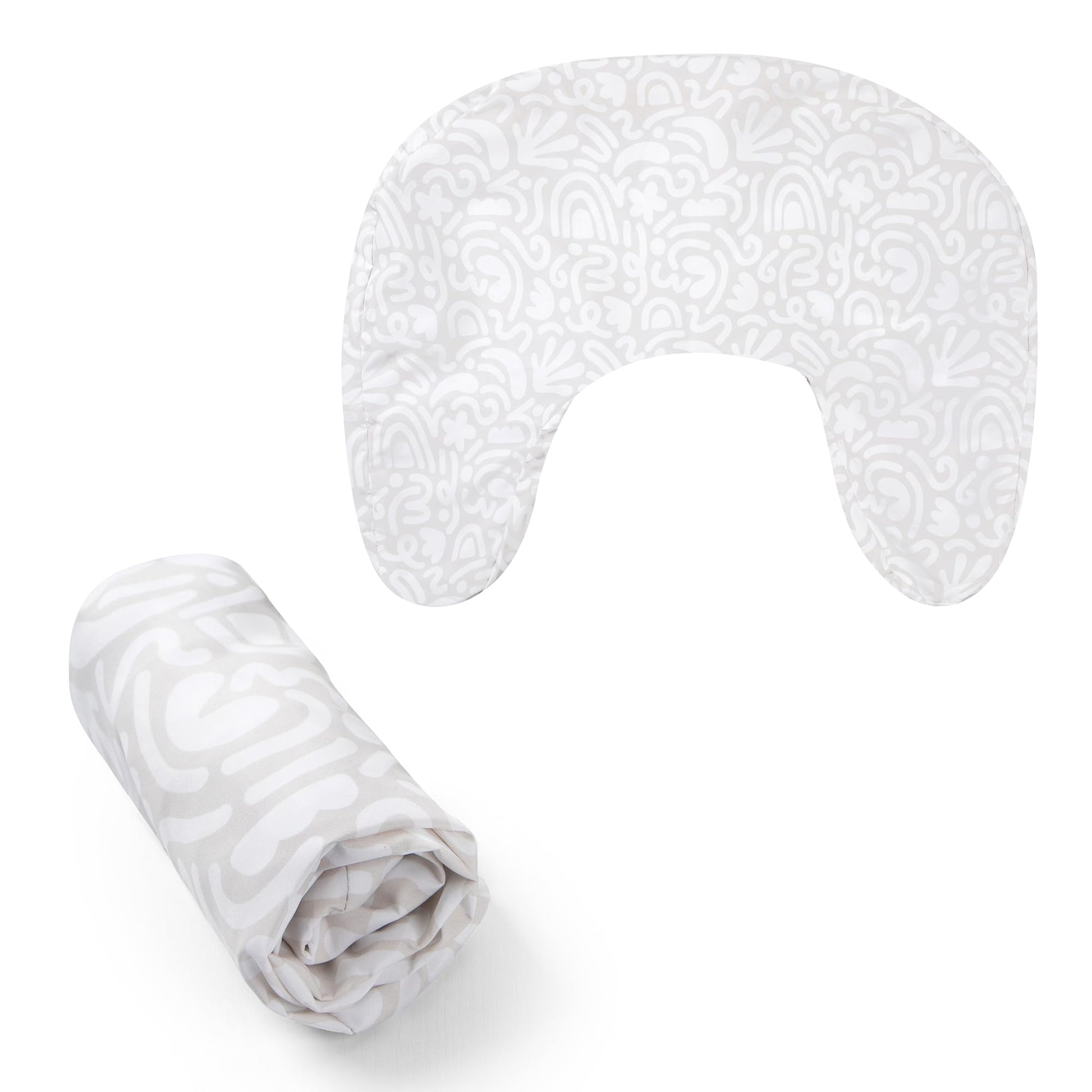 Boppy Nursing Pillow Cover, Cream Retro Squiggles, Single Cover, Easy-On Slipcover With Extra Soft 100% Polyester Microfiber Fab