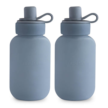 mushie Silicone Puree Pouch 2-Pack | 5 oz Reusable Baby Food Pouches (Tradewinds)