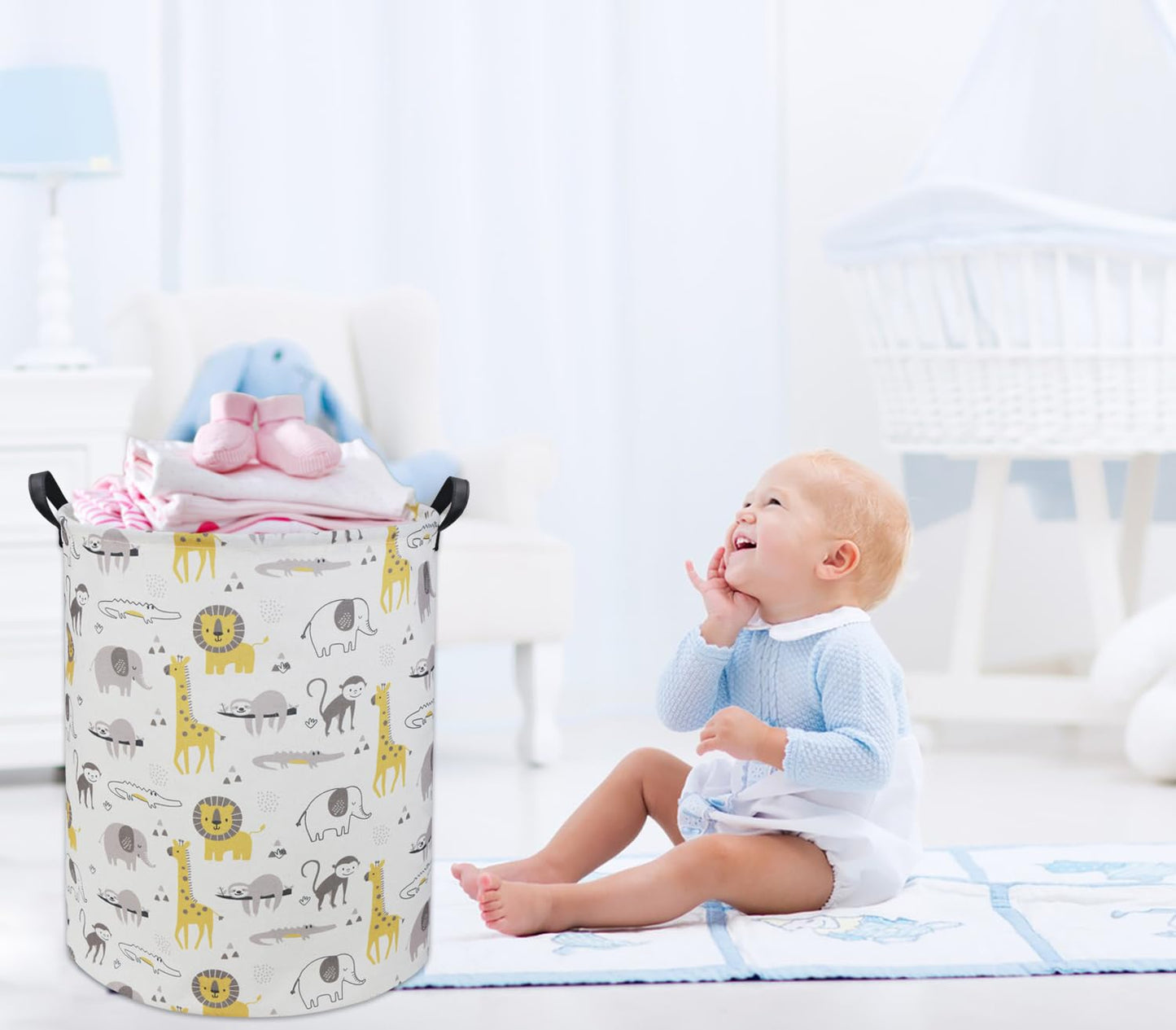 Tibaolover Animal Baby Laundry Basket Baby Hamper Kids Hamper Basket Toy Storage Bin For Boys Room Decor Baby Nursery Hamper Gif