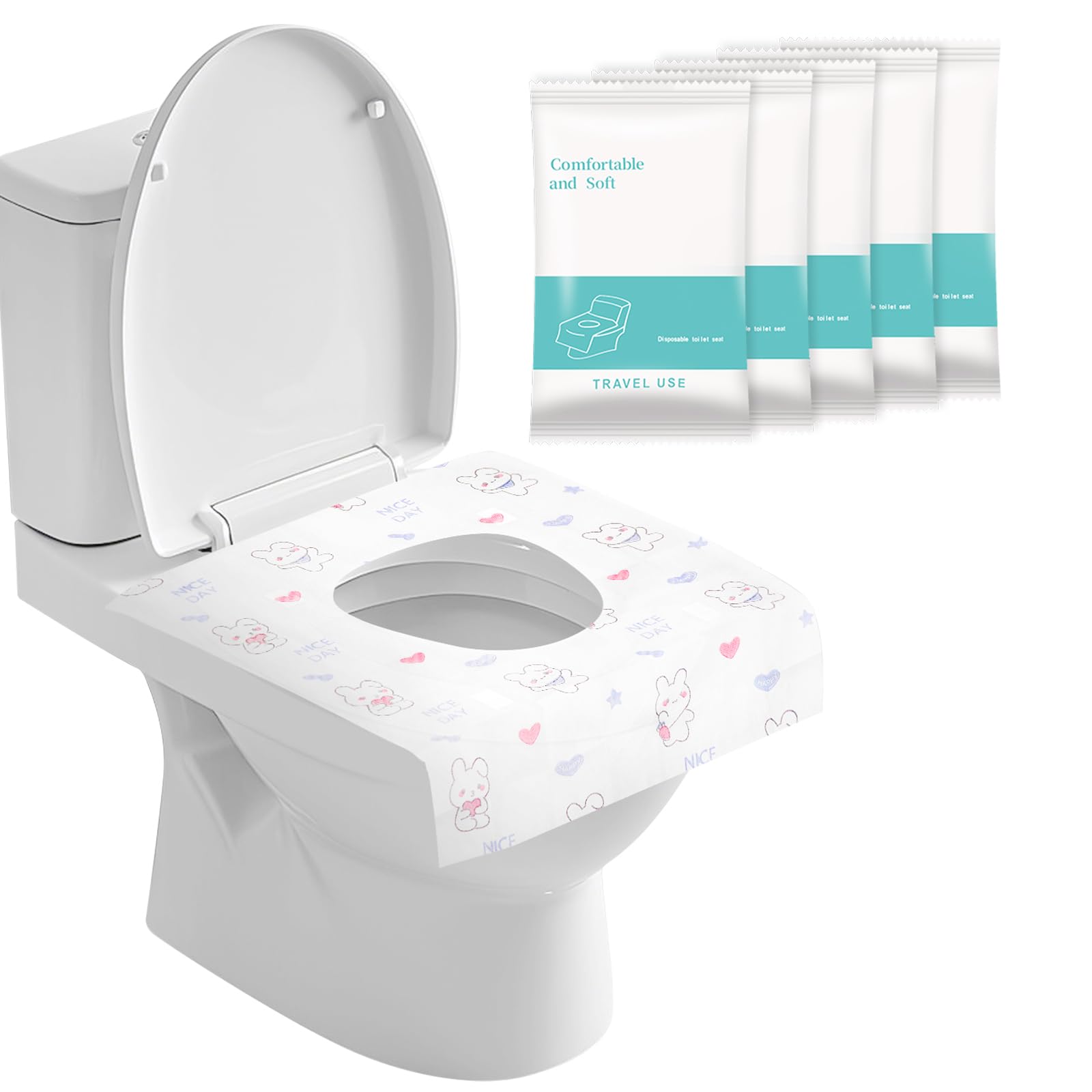 Krijuess 5 Packs Toddler Toilet Seat Covers Disposable, Disposable Toilet Seat Covers For Travel Waterproof Non-Woven, Travel Es