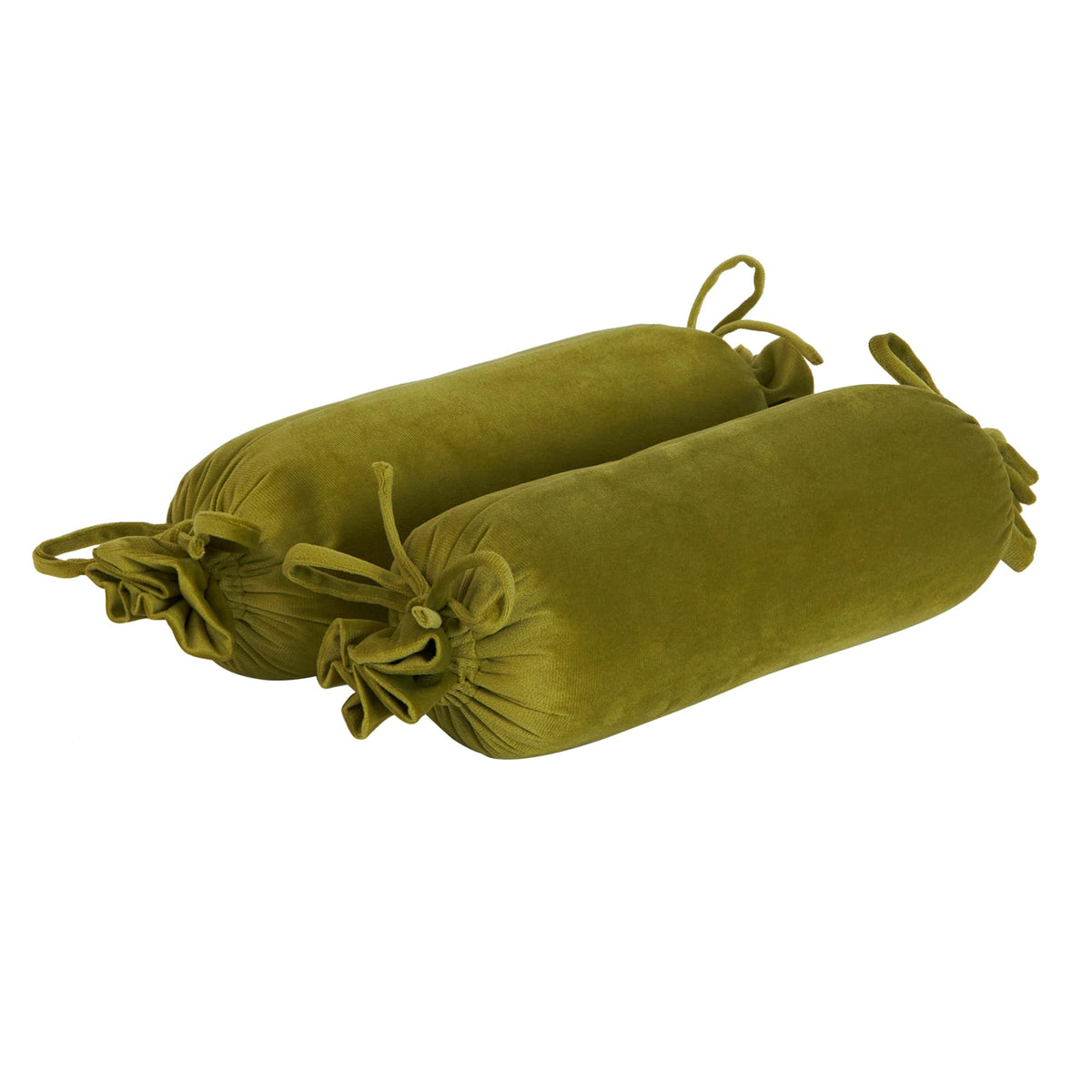Accenthome Velvet Bolsters In Green Color Size 35Cm X12Cm  Set Of 2 For Kids.