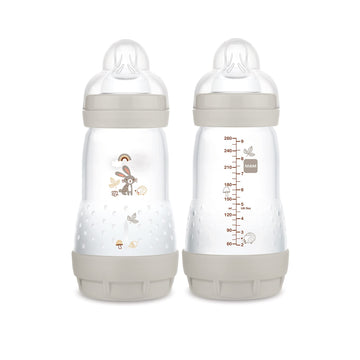 Mam Easy Start Matte Anti-Colic Baby Bottles, 9 Oz (2 Count), Medium Flow Nipples, Unisex Baby,2 Count (Pack Of 1)