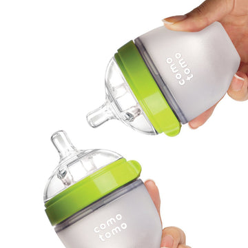 Comotomo Natural Feel Baby Bottle, Anti-Colic Nipple For Newborns, Slow Flow, Green, 5 Ounce, 2 Count