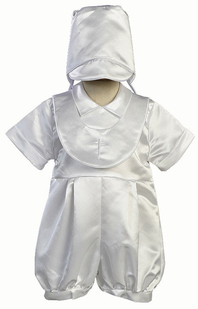 Boy'S Christening Romper With Bonnet - Size Xl (18 Month) White
