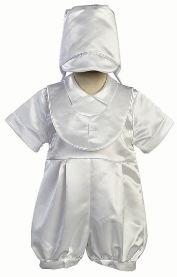 Boy'S Christening Romper With Bonnet - Size Xl (18 Month) White