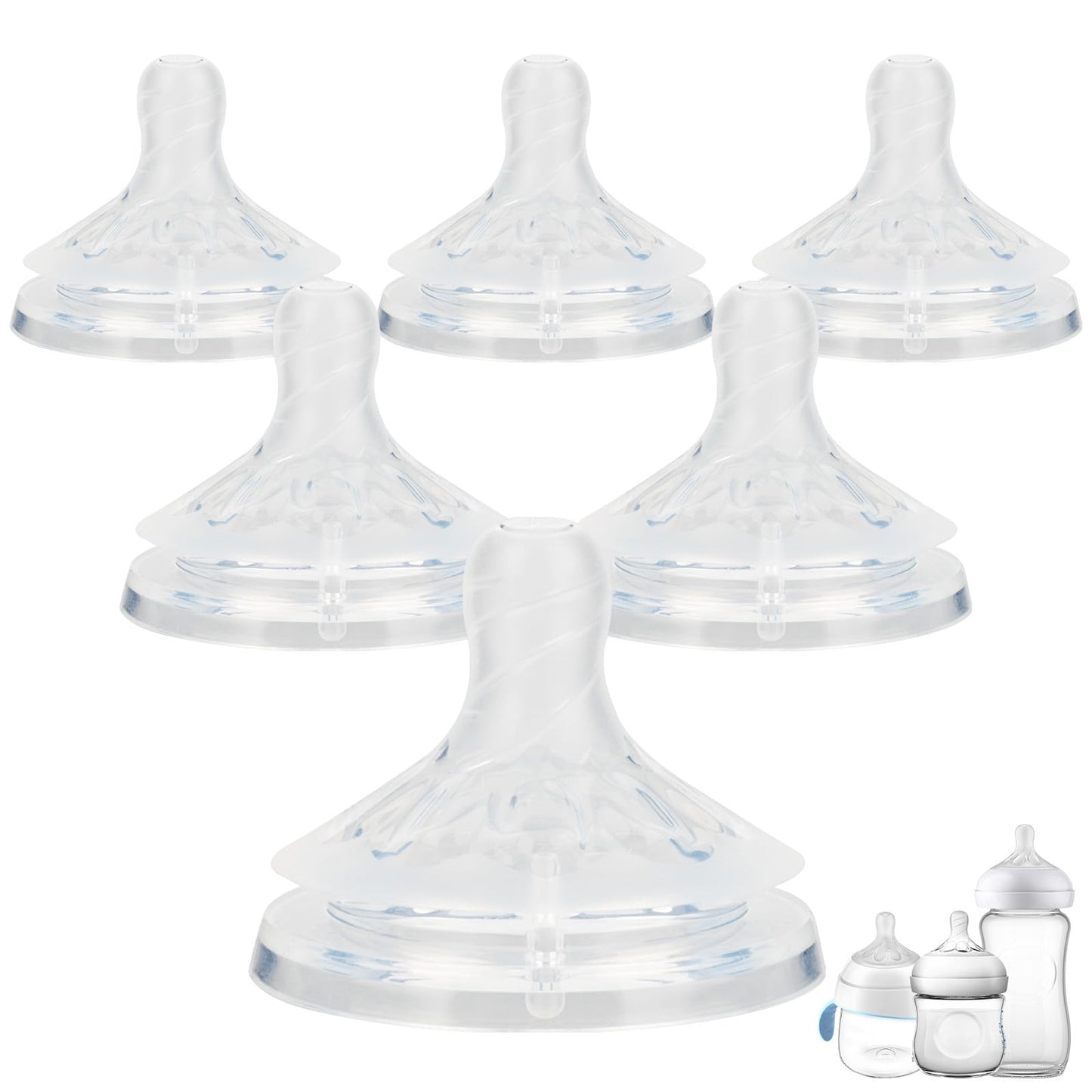 Silicone Bottle Nipples for Philips Avent Natural Baby Bottles,Size 4 Nipple,3m+,Meudim Flow, 6 Count